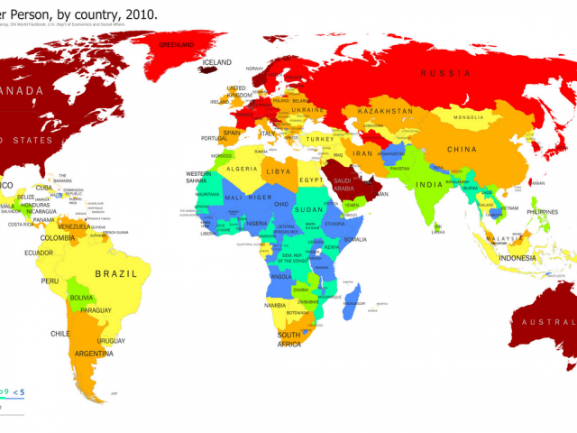 Per land in 2010